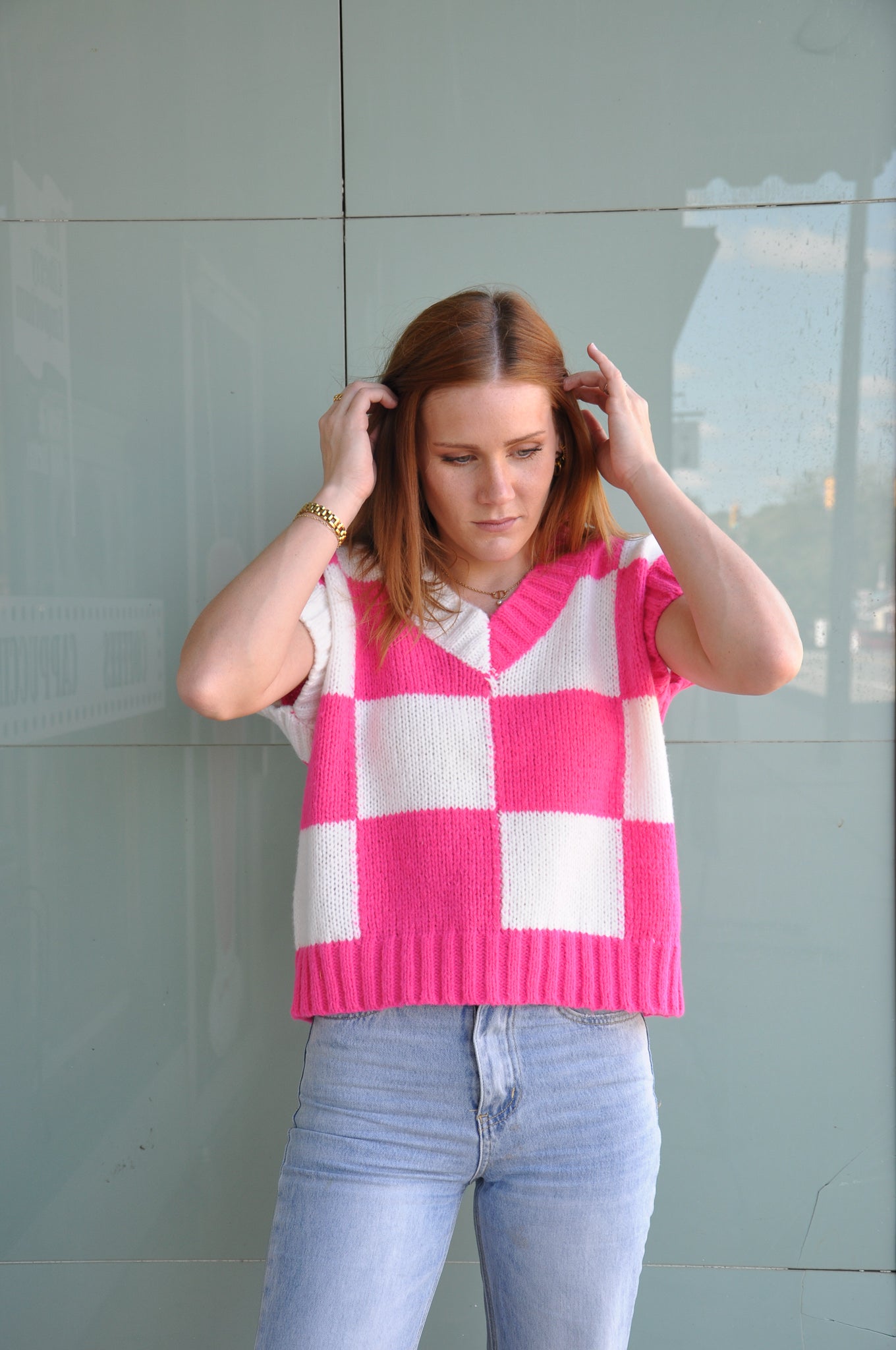 Ava Sweater Vest - Pink