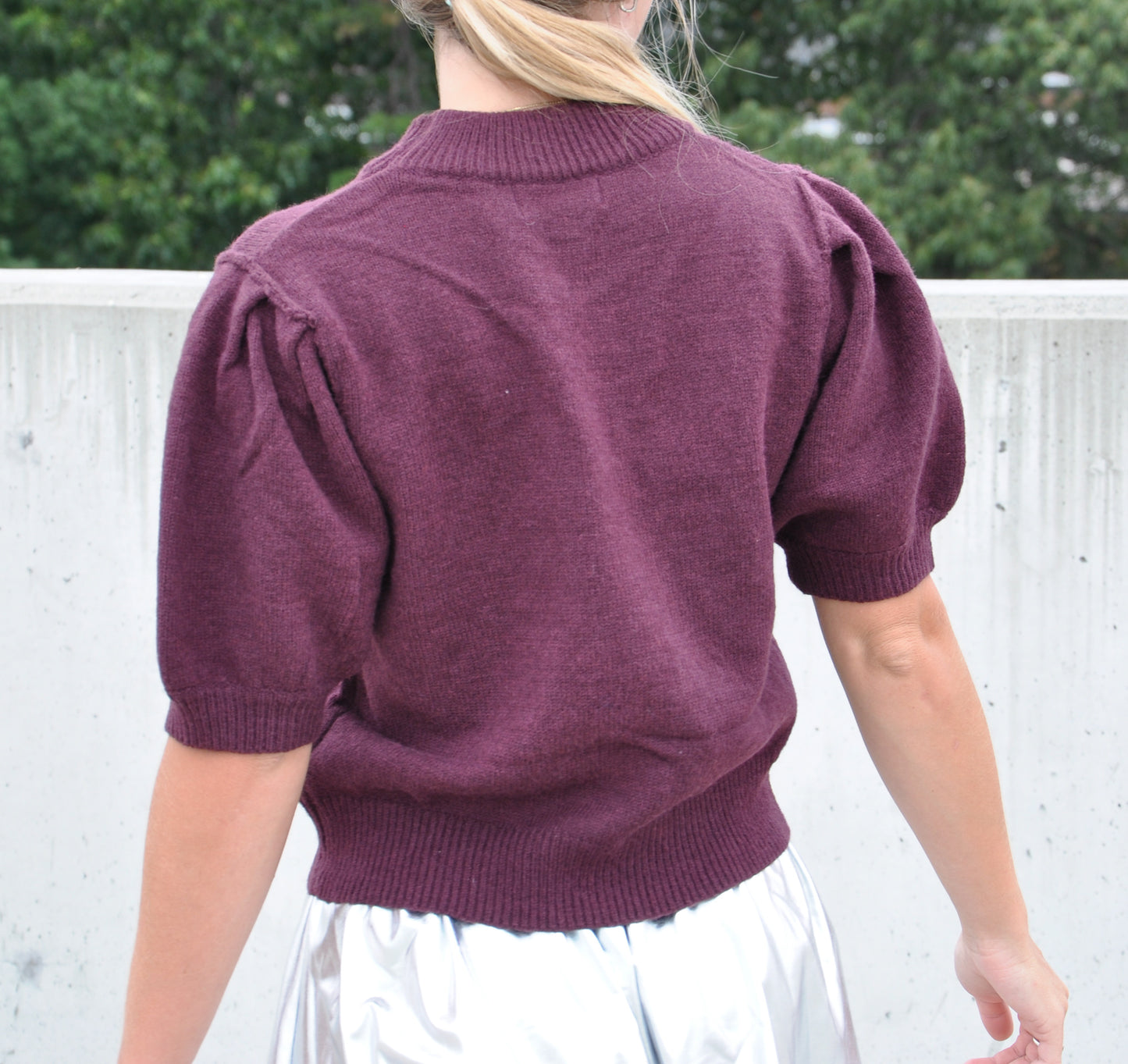 Touchdown Short Sleeve Sweater - Burgundy